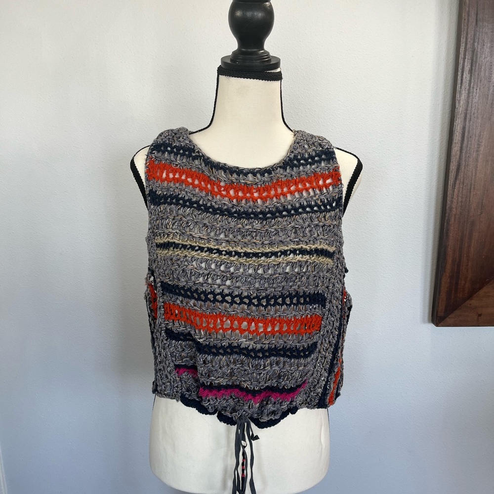 Free People crocheted tank orange, blue, cream